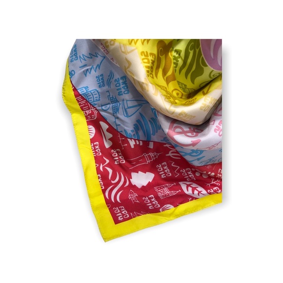 Expo 2014 Colourful Square Silk Scarf - Picture 7 of 17